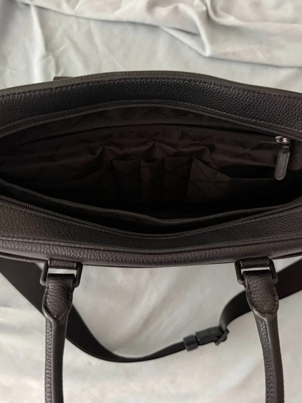Michael Kors Varick Large Leather Briefcase Black